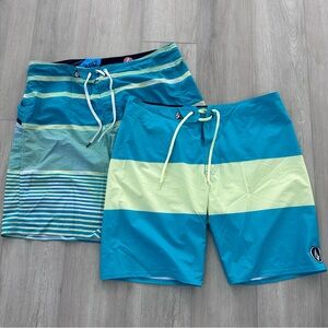 Volcom men’s Nano unlined swim board shorts size 38 blue green swim surf